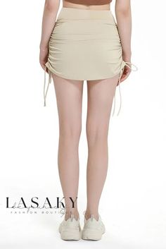 Lasaky - Premium Quick-Dry Tennis Leggings with High-Waist and Booty-Enhancing Skirt - Ideal for Yoga Beige Beachwear Bottoms With Built-in Shorts, Fitted Mini Length Beach Bottoms, Summer Skirts With Built-in Shorts, Drawstring Skirt Bottoms For Spring, Drawstring Skirt For Spring, Spring Drawstring Skirt Bottoms, Beige Stretch Mini Skirt For Summer, Spring Drawstring Skirt, High Waist Drawstring Beachwear Bottoms