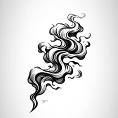 an abstract drawing of wavy hair in black and white