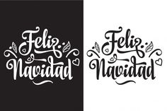 two different types of lettering that say feliz navidad