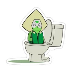 a cartoon character sitting on top of a toilet with its face covered in green stuff