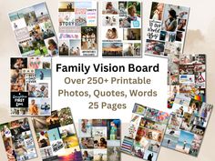 family vision board over 250 + printable photos, quotes, words and 25 pages