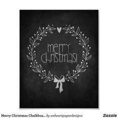 a chalkboard christmas wreath with the words merry