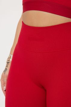 Available In Red. Athletic Legging in Ribbed Seamless No Seam Supportive Structure To Reduce Chafing Sweat Wicking Designed For Studio, Training And Running High Waist Pair With "Roxane Ribbed Seamless Active Sports Bra" 92% Nylon 8% Elastane Imported | Fighter Ribbed Active Legging In Infinity Seamless in Red size XL by Fashion Nova High Stretch Red Seamless Bottoms, Fitted Red Activewear With Seamless Construction, Red Seamless Gym Bottoms, Red Seamless Sports Bottoms, Red Seamless Yoga Activewear, Red Seamless Yoga Bottoms, Seamless Red Yoga Bottoms, Red Stretch Ribbed Bottoms, Red Ribbed Stretch Bottoms