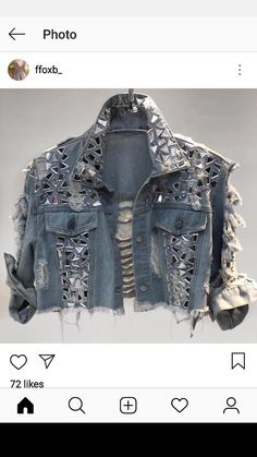 Denim Jacket Upcycle Ideas, Chappy Chic, Crayon Crafts, Upcycled Denim Jacket, Demin Jacket, Upcycle Clothes Diy, Diy Fashion Accessories