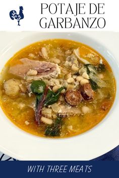 a white bowl filled with soup on top of a table