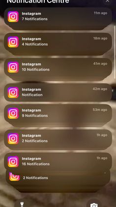 the notification screen for instagram is shown in this screenshote image, and it shows