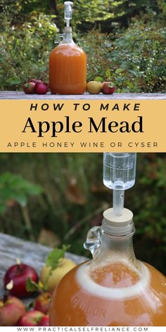 an apple mead bottle sitting on top of a wooden table