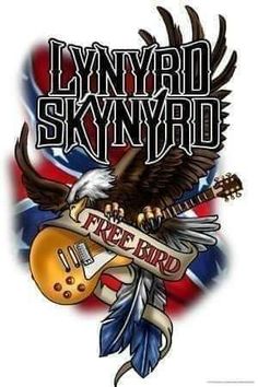 the logo for lynyrro skynyrd with an eagle holding a guitar