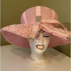 An Original Design By The Famous Artist & Millinery Sculptor, Time Mcclendon. It Is Absolutely Gorgeous! See Pics & Please Take Time To Look At All Of The Hats In My Collection. Pink Church Dress, Pink Church, Lady Hat, Church Lady Hats, Church Dress, Hats Accessories, Dress Hat, Church Dresses, Church Hats