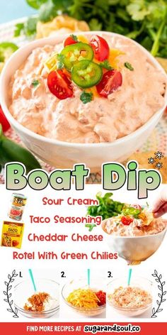 a poster with different types of dips on it