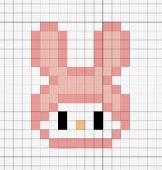 an image of a cross stitch pattern with the face of a cat in pink and white