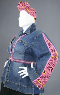 Upcycle Denim, Leather Applique, The Ankh, Pan African, Ankara Tops, Ankara Designs, Work Dresses For Women, Plus Size Denim, American Denim