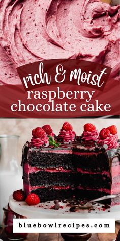 Chocolate Raspberry Cake has rich chocolate cake layers frosted with a Raspberry Cream Cheese Frosting, filled with raspberry preserves, and finished with a luscious chocolate ganache drip. This cake is ultra moist and packed with raspberry and chocolate flavor. It’s the perfect cake for any celebration!