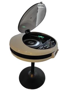 a record player sitting on top of a table