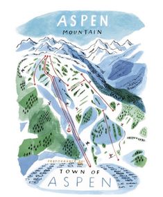 a map of aspen with mountains in the background