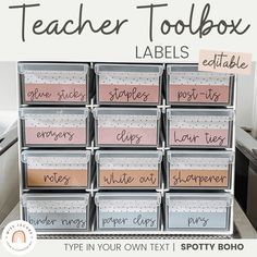 the teacher toolbox labels are organized and labeled