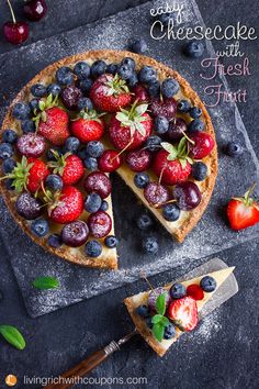 a cheesecake with fresh fruit on top