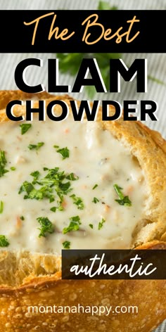 the best clam chowder recipe is in this bread bowl