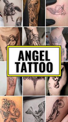 many different tattoos are shown with the words angel tattoo on them