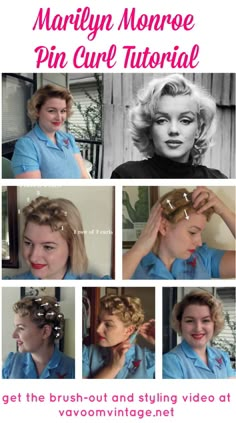 Pin Curl Hairstyles, Marilyn Monroe Hairstyle, Pin Curl Hair, Curl Hairstyles, Marilyn Monroe Hair, Retro Hairstyles Tutorial, Pin Curl, Vintage Hairstyles Tutorial