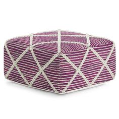 Magenta and Natural |  Cowan Square Pouf Shoe Storage Ottoman, Foot Rest Ottoman, Square Pouf, Storage Footstool, Pouf Ottoman, Luxury Linen, Patterns In Nature, Arm Chair, Accent Furniture