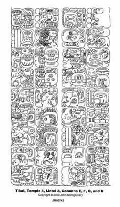 an ancient drawing with many designs on it