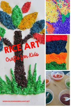 rice art crafts for kids that are colorful and fun