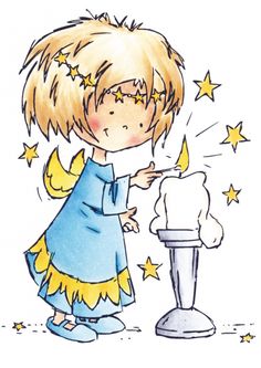 a drawing of a little angel standing next to a toilet paper dispenser