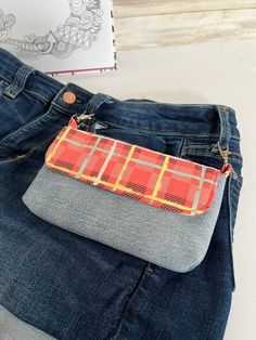 Excited to share this item from my #etsy shop: Coral plaid fabric, Hipster crossbody convertible bags, cellphone wallet, hands free bags, handmade handbags, ready to ship Hands Free Bag, Recycled Jeans, Bags Handmade, Convertible Bags, Handmade Handbags, Plaid Fabric, Small Handbags, Large Bag, Pair Of Pants