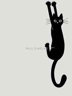 a black cat reaching up into the air with its paw in the air royalty illustration