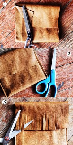 how to make a leather pouch with scissors and paper towel step - by - step instructions