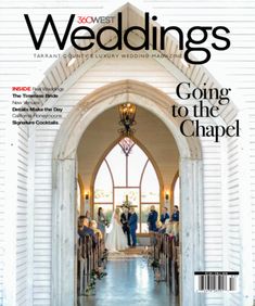 a magazine cover with a bride and groom walking down the aisle to their wedding ceremony