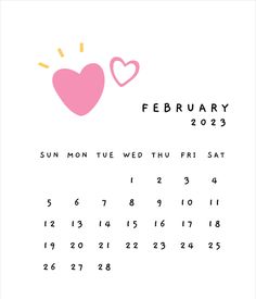 a calendar with two hearts on it