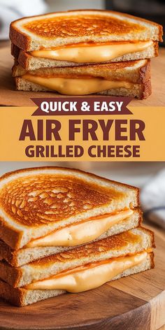 Level up your grilled cheese game! Using an air fryer, you'll get that irresistible crunch with melty cheese goodness inside. A must-try for quick meals or a cozy snack! Crispy Air Fryer Recipes, Air Fryer Noodle Recipes, Air Fry Lunch Ideas, Air Fryer Recipe Ideas, What Can You Make In An Air Fryer, Air Fried Grilled Cheese Sandwich, Easy Simple Air Fryer Recipes, Delicious Grilled Cheese, Easy Airfry Snacks