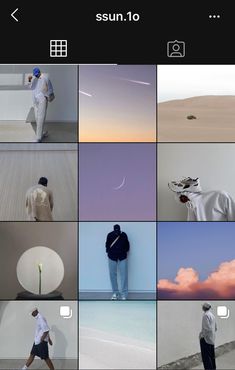 multiple images of people standing in front of a white wall