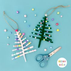 the crafty kids are making their own christmas tree ornament with beads and sprinkles