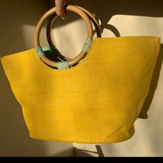 Women's Tote Bag Trendy Yellow Top Handle Satchel, Chic Yellow Bag With Detachable Handle, Chic Yellow Bags With Detachable Handle, Summer Shopping Satchel With Detachable Handle, Chic Yellow Top Handle Bag, Trendy Yellow Satchel With Top Carry Handle, Trendy Yellow Satchel With Double Handle, Yellow Satchel With Top Carry Handle For Everyday Use, Yellow Top Handle Satchel With Handles