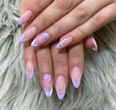 Nail Polish Ideas Easy, Lilac Nails Design, Acrylic Nails Natural, Easter Nail, Lilac Nails, Purple Acrylic Nails, Purple Nail Designs, Lavender Nails, Summery Nails