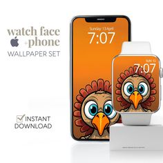 an apple watch face and phone wallpaper set with the image of a turkey on it