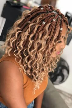 24 Trendy Goddess Braids With Color in 2023 | Lookosm Shoulder Length Goddess Braids, Knotless Braids With Loose Curls, Afro Hair Goals, Braids With Edges, Braids With Loose Curls, Goddess Braids With Color, Box Dreads, Braids With Color, Goddess Braid Styles