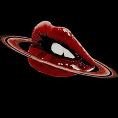 an image of a woman's lips with the saturn in front of her face