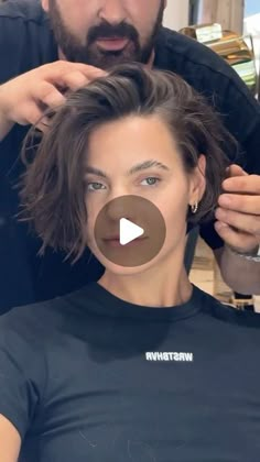 Jaw Length Bob Thick Hair, Short In The Back Haircut, Back Of Hair Reference, Short Bobs 2025, Styling A Lob Haircut, Haircut Short Hair Women, Bob Inspo Short Hair, Growing Out Short Hair Styles Ideas, How To Cut Pixie Haircut Tutorial