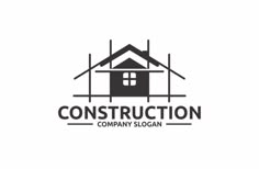 the logo for construction company is shown in black and white, with an image of a house