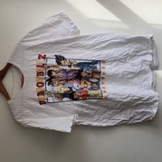 This White Dragon Ball Z T-Shirt Has Been Washed But Never Worn, It's Just Very Wrinkly From Storage. It's Time For It To Go To A New Home Where It Gets To Be Worn And See The Light Of Day! White 100% Cotton T-Shirt With Graphic Featuring Many Of The Characters. Originally Purchased At Target. Size Xxl. 25" Pit To Pit. 29" Shoulder To Hem. Send Me An Offer Or Bundle For A Deal! Check My Closet For Lots Of Items In Similar Sizes, Including Another Dragon Ball Shirt That's Just Waiting To Be Bundl Dragon Ball Shirt, Dragon Ball Z Shirt, Balls Shirt, White Dragon, Dragon Ball Z, Cotton T Shirt, Dragon Ball, New Home, Cotton Tshirt