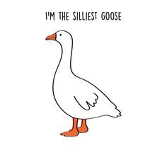 a white duck with orange feet standing next to the words i'm the smallest goose