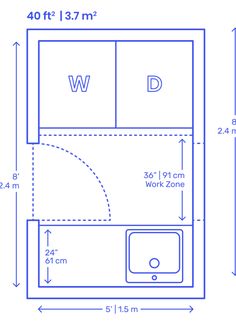 a blueprint drawing of a bathroom with measurements for the size and width of it