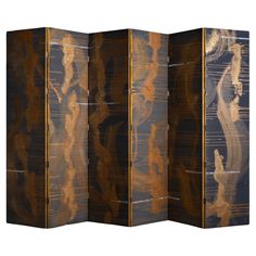 four - panel screen in the form of a room divider with gold leaf designs