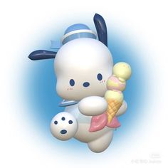 a cartoon character holding an ice cream cone