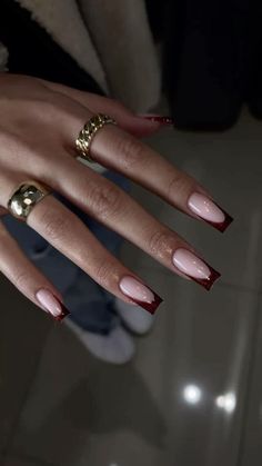 Burgundy Acrylic Nails, Deep Red Nails, Bridesmaids Nails, Maroon Nails, French Tip Acrylic Nails, Her Nails, Square Acrylic Nails