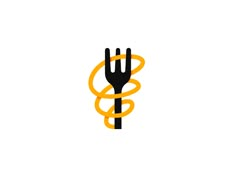 fork and spoon logo design for food service or restaurant company with snake wrapped around the fork